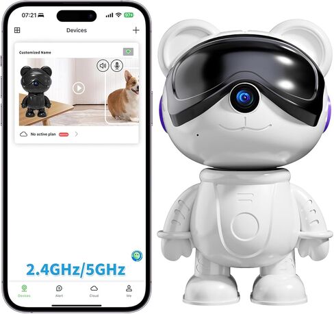 Dzcctvipc-Cute Bear-2K Wireless-Smart Robot-Home Security - كاميرا، مراقبة حركة المربية والحيوانات الأليفة، إنذار كشف صرخة الطفل، وضع الخصوصية، 5G ثنائي النطاق، PanTilt، رؤية ليلية عالية الدقة بالكامل، تسجيل 24/7، صوت ثنائي الاتجاه in Kuwait