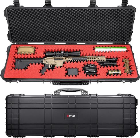 Eylar 48" Hard Rifle Case Equipped With Red/Black Ragar Reconfigurable & Reusable XP Crosslinked Foam Insert, Waterproof, Shockproof Meets TSA Requirements in Saudi Arabia