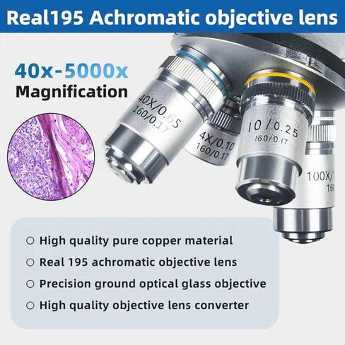 [درجة بحثية] مجاهر ثلاثية العينيات مجمعة من Chaovveion Lab تكبير 40X-2500X مع شاشة LCD مقاس 7 بوصات وعدسة إلكترونية 5 ميجابكسل، مرحلة ميكانيكية من طبقتين لتربية الحيوانات والمختبر والمزارع in Kuwait