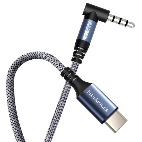 كابل صوت BlueRigger 90D USB C إلى 3.5 مم - 6FT (ذكر AUX إلى USBC، سلك AUX من النوع C، كابل USB-C إلى مقبس سماعة الرأس 90 درجة، زاوية قائمة من النوع C إلى 1/8) - متوافق مع الهاتف والكمبيوتر اللوحي والكمبيوتر المحمول in Kuwait
