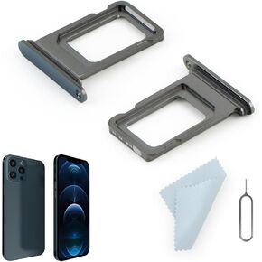 قطعتان من صينية بطاقة SIM لهاتف iPhone 12 Pro/12 Pro Max بديل حامل فتحة بطاقة SIM لهاتف iPhone 12 Pro/12 Pro Max مع دبوس إخراج مفتوح (أزرق) in Kuwait