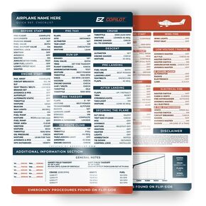 Aviation Checklist for Cessna 172SP (1998-2023), Durable Laminated Kneeboard Card, Standard & Emergency Procedures, Glide Ratio at a Glance, Pilot Accessories Aviation in Saudi Arabia