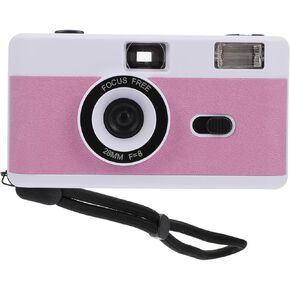 كاميرا Zerodeko Vintage Film Camera مدمجة بفلاش ABS من البلاستيك قابلة لإعادة الاستخدام للسفر والتصوير الفوتوغرافي باللون الأبيض والوردي والأرجواني (بدون بطارية) in Kuwait