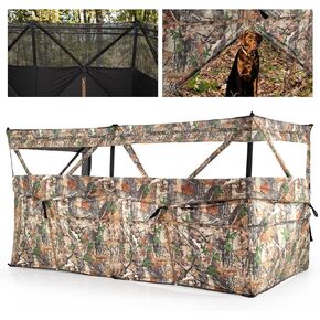 Tangkula 4-Panel Hunting Blind مع باب للكلاب، 1-3 أشخاص منبثق 3 جوانب 360 درجة رؤية من خلال الأرض أعمى مع نسيج أكسفورد مرن، 4 نوافذ صامتة، حقيبة حمل لصيد الغزلان والديك الرومي in Kuwait