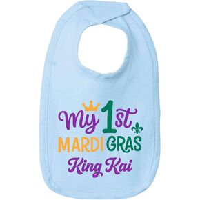 Personalized Baby Bib – My First Mardi Gras, Custom Name Infant Bib, Premium Cotton Jersey in Kuwait