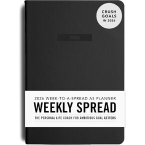 MI GOALS مخطط الانتشار الأسبوعي 2026 | مجلة تحديد الأهداف المؤرخة للامتنان والتقدم وتتبع العادات مع ملاحظات مبطنة | تخطيط من أسبوع إلى صفحتين، A5 (العنصر الأزرق) in Kuwait