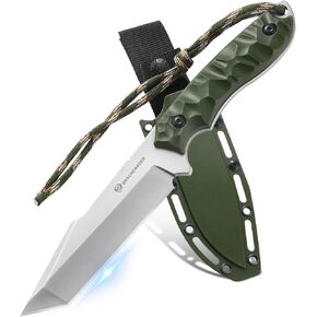 Tanto Fixed Blade Knife with Sheath, Tactical Knife for Men Survival Full Tang Design (E-Full Black) in Kuwait