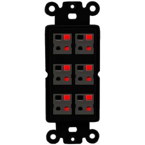 RiteAV 6 Port Speaker Wire Plug Jack Wall Plate - Rocker [Black/Black] in Saudi Arabia