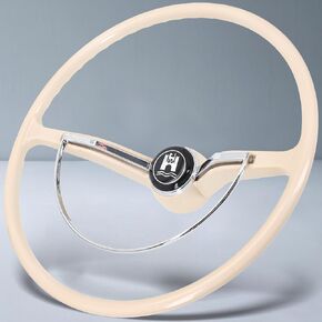 Sorghum 15" Universal Steering Wheel - Classic Steering Wheel with Horn Button Compatible with 1965-1973 Volkswagen Beetle - Piano Lacquer White in Kuwait
