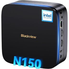 Blackview [3 Year Warranty] MP60 Silent Mini PC Intel Twin Lake N150, 16GB DDR4 RAM 1TB PCIe M.2 SSD, W-11 Pro Ultra Compact Tiny Desktop PC, 2*HDMI 4K/Gigabit LAN/Dual Band WiFi/LED for Office, Home in Kuwait