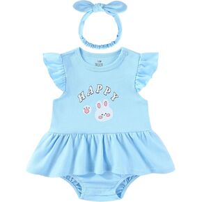 مجموعة ملابس أطفال بناتي صيفية بأكمام مكشكشة وفساتين رومبير للأطفال الرضع in Kuwait