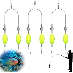 3Pcs Double-Hook Reverse Bottom Rig, Single Line Double Fishing Hooks for Freshwater Lake & Pier Fishing in Saudi Arabia
