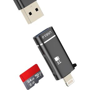 محول Lightning إلى USB كابل OTG Micro SD (2 في 1) لهاتف IPhone 14 13 Pro Max لأجهزة Apple لقارئ بطاقات IPad وكاميرا رقمية محرك فلاش أنثى وإضاءة ذكر محول هاتف وسلك MFI اتصال TF in Saudi Arabia