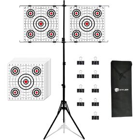 Atflbox Adjustable Paper Target Holder with 10pcs Target Papers for Outdoor, Paper Targets Stand for BB Gun, Airsoft, Airgun Backyard Shooting Practice in Saudi Arabia