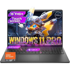 Dell 16-inch Touchscreen Business Laptop - AMD Ryzen 7 250(Beat Core 7 150U)| 16 Tops NPU | AI Copilot Key | 16" FHD+ Display |Backlit KB|Win 11 Pro|Carbon Black(32GB DDR5 | 1TB SSD) in Kuwait