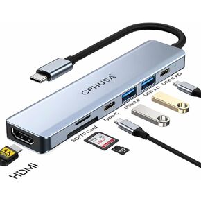 USB-C Hub 7-in-1 Multiport Adapter – 4K@30Hz HDMI, USB 3.0, USB 2.0, 100W PD Charging, SD/TF Card Reader – USB-C Docking Station for MacBook Pro/Air, Chromebook, Dell, HP & Type-C Devices in Saudi Arabia