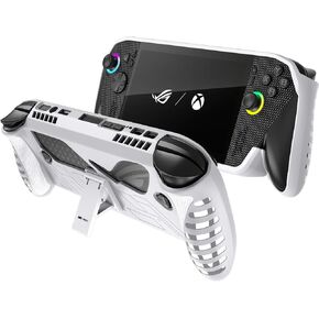 حافظة واقية مع مسند لجهاز ASUS ROG Xbox Ally X 2025 - غطاء TPU مقاوم للصدمات مع حامل، ملحقات وحدة تحكم ألعاب محمولة مضادة للانزلاق ومضادة للتصادم (أبيض) in Kuwait