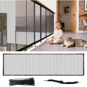 Banister Guard Safety Net 15 x 3 ft, Child and Pet Protection for Balcony and Stair, Black in Saudi Arabia