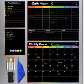 MaxGear 4 Pack Magnetic Fridge Calendar Set, 15" x 11.5" Dry Erase Whiteboard Calendar for Refrigerator, Includes Monthly, Weekly, List and Small Board with 5 Markers, 1 Eraser and 5 Magnets in Saudi Arabia