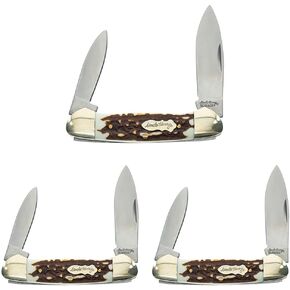 سكين العم هنري Next Gen Staglon 11UH LG Canoe 6.1in قابل للطي مع شفرتين من الفولاذ المقاوم للصدأ ومقبض Staglon للصيد والتخييم وEDC in Kuwait