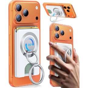 Compatible with Magsafe Wallet 3 Cards Holder [20X Strong Magnet] Magnetic Phone Grips Stand Mount Dual Ring 360° Rotation Desk Cellphone Fits for iPhone 17/16/15/14/13/12 Pro Max in Kuwait