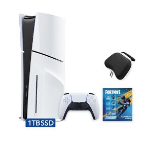 حزمة PlayStation 5 Slim Disc Edition Fortnite Flowering Chaos Bundle وحقيبة تحكم Mytrix - أبيض، وحدة تحكم ألعاب PS5 نحيفة 1 تيرابايت PCIe SSD in Kuwait