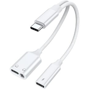 موزع AreMe USB C 1 في 3 مخرج، محول سماعة رأس وشاحن USB C إلى 3.5 مم، كابل دونجل جاك سماعة رأس مزدوج من النوع C مع شحن سريع PD 60 وات in Saudi Arabia
