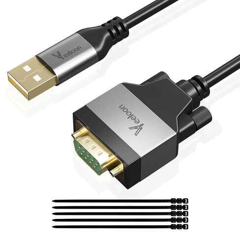 USB 2.0 to Serial Adapter (FTDI Chipset), 20 FT USB A to RS232 Male DB9 Pin Converter Serial Cable with Cable Ties for Windows 11, 10, 8.1, 8, 7, Vista, XP, 2000, Linux and Mac OS X, macOS in Saudi Arabia