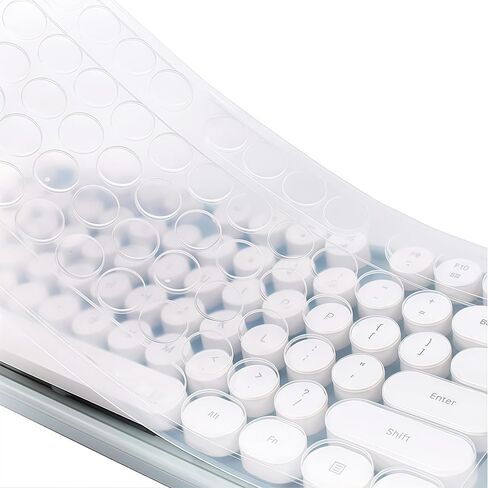 Silicone Keyboard Cover Skin Protector Compatible for MOFII Round Keycaps Retro Full Size Wireless Keyboard with Number Pad (Clear) in Saudi Arabia