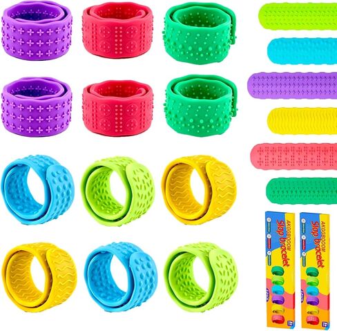 Fidget Toys Slap Bracelets for Kids Adults, 6 Pack Textured Silicone Autism Sensory Toys for ADHD Special Needs, Anxiety Stress Relief Items for Adults Office Desk, Travel Classroom Rewards Must Haves in Saudi Arabia