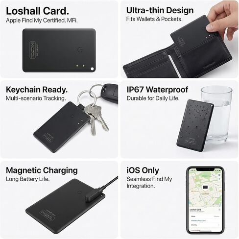 بطاقة تتبع محفظة Air Tag رفيعة للغاية، [معتمدة من Apple MFi]، شحن لاسلكي، متوافقة مع Apple Find My، مثالية لتحديد موقع المفاتيح والمحافظ وجوازات السفر والمزيد، أجهزة iOS فقط، حزمة من قطعة واحدة in Kuwait