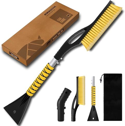 MIKKUPPA 27'' Snow Brush and Ice Scrapers for Car Windshield - Detachable Windshield Scraper, Snow Removal Tool with Ergonomic Foam Grip for Cars, Trucks, SUVs (Yellow) in Saudi Arabia