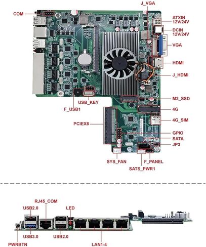 أجهزة جدار حماية ROS/ وحدة المعالجة المركزية N150 (DDR5~16G، لا يوجد ذاكرة وصول عشوائي ولا SSD)/4X 2.5 جيجابت RJ45/USB3.0/1*M.2 Nvme/9.5 بوصة، يدعم 1U مثبت على حامل مع 2 شماعات/كمبيوتر صناعي/خادم أمان الشبكة in Saudi Arabia