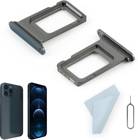 قطعتان من صينية بطاقة SIM لهاتف iPhone 12 Pro/12 Pro Max بديل حامل فتحة بطاقة SIM لهاتف iPhone 12 Pro/12 Pro Max مع دبوس إخراج مفتوح (أزرق) in Kuwait