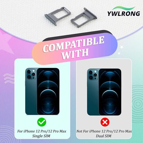 قطعتان من صينية بطاقة SIM لهاتف iPhone 12 Pro/12 Pro Max بديل حامل فتحة بطاقة SIM لهاتف iPhone 12 Pro/12 Pro Max مع دبوس إخراج مفتوح (أزرق) in Kuwait