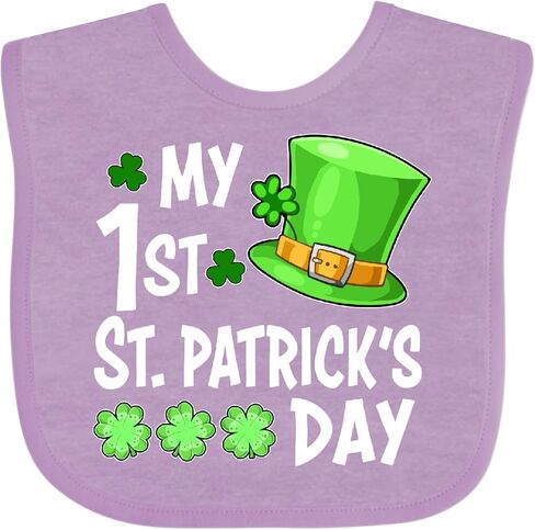 inktastic My 1st St. Patrick's Day Green Top Hat and Clovers Baby Bib in Saudi Arabia