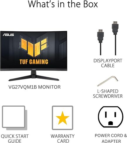 ASUS TUF Gaming 27" 1080P Curved Monitor (VG27VQM1B) – Full HD, 1500R, 280Hz, 1ms, Extreme Low Motion Blur, FreeSync Premium, Shadow Boost, Eye Care, 90% DCI-P3, DisplayWidget Center, 3 yr Warranty in Saudi Arabia