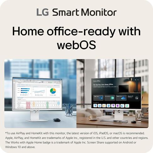 LG 37U730SA-W شاشة كمبيوتر 37 بوصة ذكية 4K UHD (3840 x 2160) IPS، 60 هرتز، HDR10، webOS، مكبر صوت مدمج، Airplay 2، مشاركة الشاشة، HDMI، USB Type-C PW 65W، حامل قابل للإمالة/الارتفاع/الدوران، أبيض in Kuwait