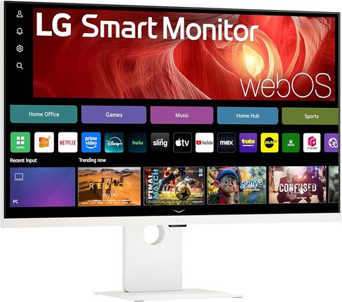 LG 37U730SA-W شاشة كمبيوتر 37 بوصة ذكية 4K UHD (3840 x 2160) IPS، 60 هرتز، HDR10، webOS، مكبر صوت مدمج، Airplay 2، مشاركة الشاشة، HDMI، USB Type-C PW 65W، حامل قابل للإمالة/الارتفاع/الدوران، أبيض in Kuwait