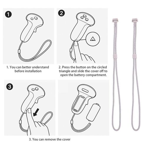 2pcs Controller Wrist Straps for Oculus 3, White Adjustable Controller Hand Lanyards Easy to Attach VR Accessories for Oculus 3s in Kuwait