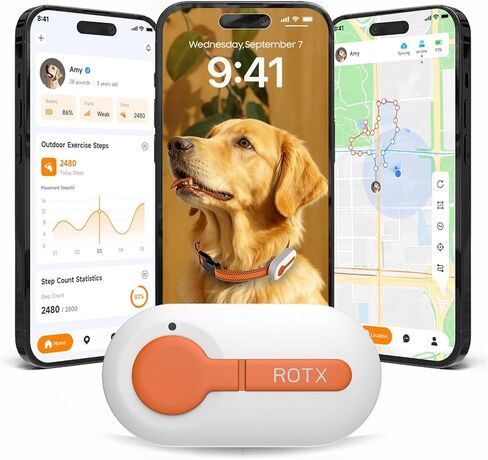 Rotx Dog GPS Tracker في الوقت الحقيقي تنبيهات تعقب السياج الظاهري موقع الكلب كات طوق المرفق من الاشتراك في اللون العشوائي المطلوب للحيوانات الأليفة أكثر in Kuwait