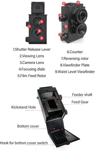 Vikye 35mm Film Camera DIY Kit, Vintage Camera with Waist Level Viewfinder and Dual Lens for Building and Photography Black White Photos in Saudi Arabia