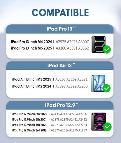 NOKBABO حافظة لوحة المفاتيح لجهاز iPad Pro 13 بوصة (M5/M4، 2025/2024)، iPad Air 13 بوصة (M3/M2) وiPad Pro 12.9 6th/5th/4th/3rd، قابل للدوران 360 درجة، إضاءة خلفية قوس قزح، حامل أقلام - أسود in Kuwait