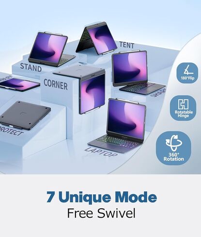 NOKBABO حافظة لوحة المفاتيح لجهاز iPad Pro 13 بوصة (M5/M4، 2025/2024)، iPad Air 13 بوصة (M3/M2) وiPad Pro 12.9 6th/5th/4th/3rd، قابل للدوران 360 درجة، إضاءة خلفية قوس قزح، حامل أقلام - أسود in Kuwait