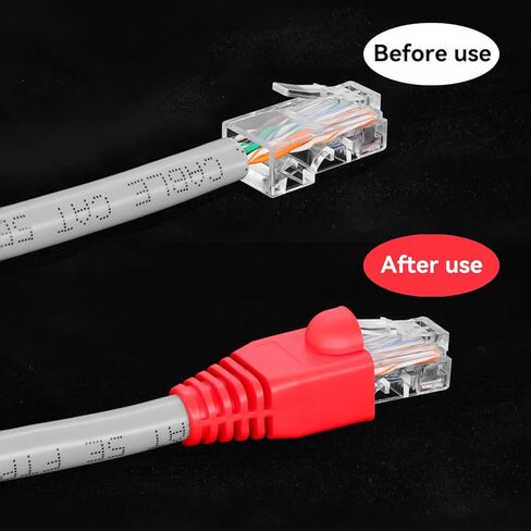 OLIREXD 50 قطعة RJ45 أحذية تخفيف الضغط، أحذية RJ45 8 مم، أحذية إيثرنت بلاستيكية ناعمة PVC CAT 6، أحذية توصيل كابل RJ45 حمراء متوافقة مع غطاء كابل CAT5، CAT5E، CAT6، CAT6E RJ45 in Kuwait