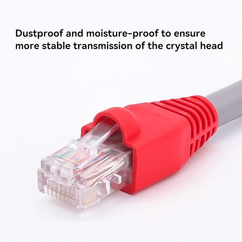 OLIREXD 50 قطعة RJ45 أحذية تخفيف الضغط، أحذية RJ45 8 مم، أحذية إيثرنت بلاستيكية ناعمة PVC CAT 6، أحذية توصيل كابل RJ45 حمراء متوافقة مع غطاء كابل CAT5، CAT5E، CAT6، CAT6E RJ45 in Kuwait