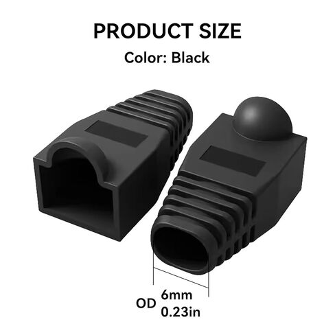 OLIREXD 50Pcs RJ45 Strain Relief Boots, 8mm RJ45 Boot, PVC Soft Plastic CAT 6 Ethernet Boots, Black RJ45 Cable Connector Boots Compatible with CAT5, CAT5E, CAT6, CAT6E RJ45 Cable Cap in Saudi Arabia
