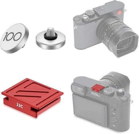 زر مصراع الكاميرا JJC مع غطاء غطاء الحذاء الساخن (أحمر) لكاميرات Leica Q3 Q3 43 Q2 الرقمية in Kuwait