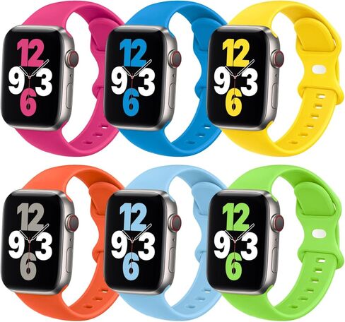(حزمة 6) نطاقات رياضية متوافقة مع Apple Watch Band 38mm 40mm 41mm 42mm 44mm 45mm 46mm 49mm Silicone Iwatch Band Ultra 2/Ultra SE Series 10 9 8 7 6 5 4 3 2 1 نساء الرجال in Saudi Arabia