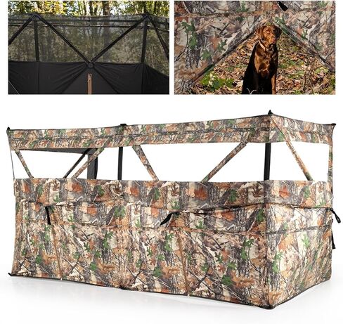 Tangkula 4-Panel Hunting Blind مع باب للكلاب، 1-3 أشخاص منبثق 3 جوانب 360 درجة رؤية من خلال الأرض أعمى مع نسيج أكسفورد مرن، 4 نوافذ صامتة، حقيبة حمل لصيد الغزلان والديك الرومي in Kuwait